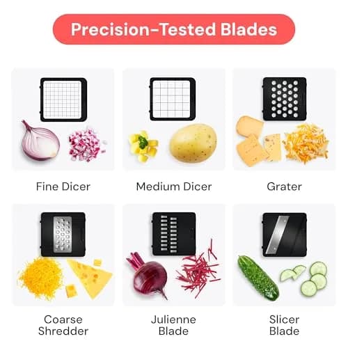 Fullstar Pro Core Vegetable Chopper & Mandoline Slicer 6-in-1 | 6 Stainless Steel Blades + Container thumbnail 4