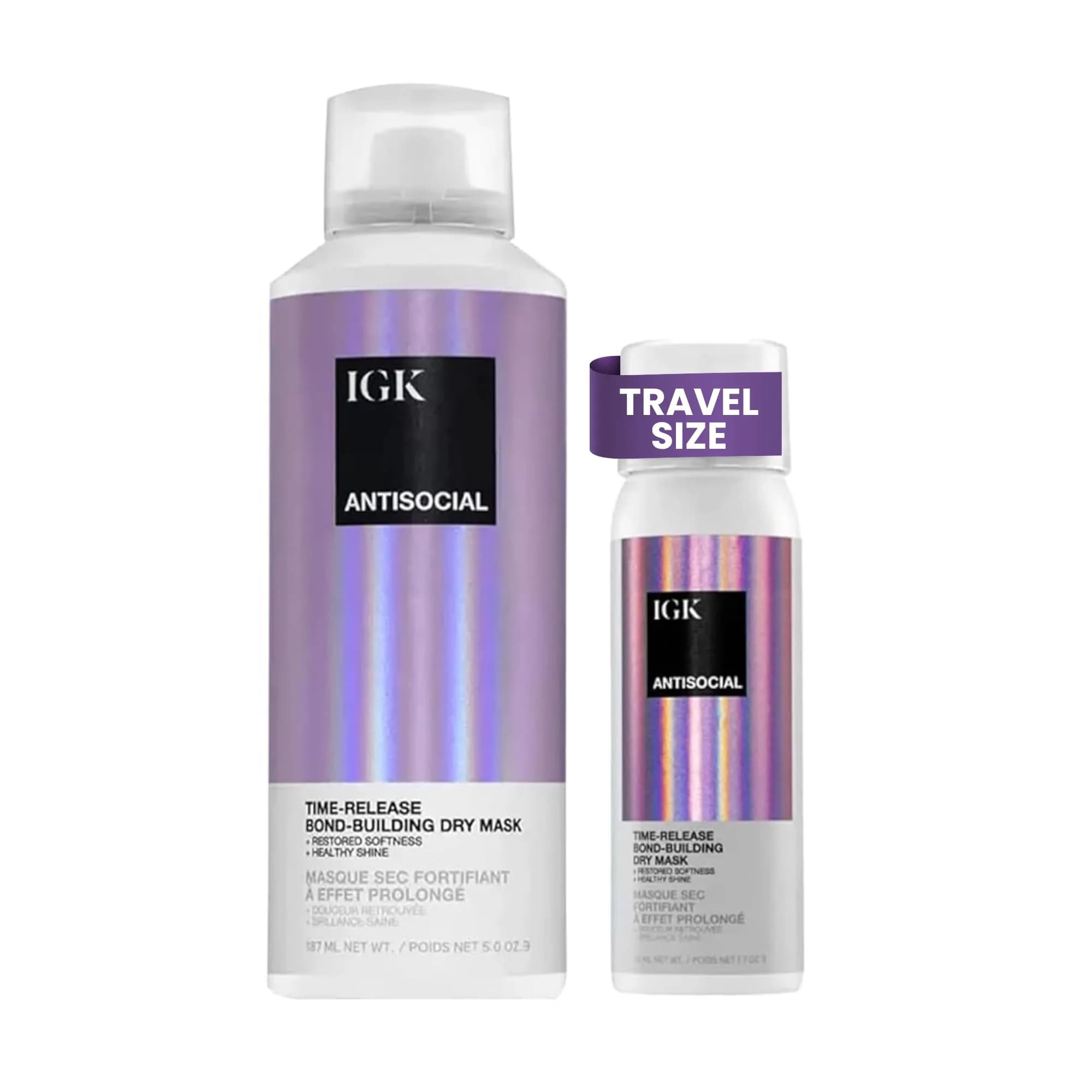 IGK Antisocial Overnight Dry Hair Mask 156ml (5.5 Fl Oz) | Bond Repair for Damaged Hair — Full + Travel