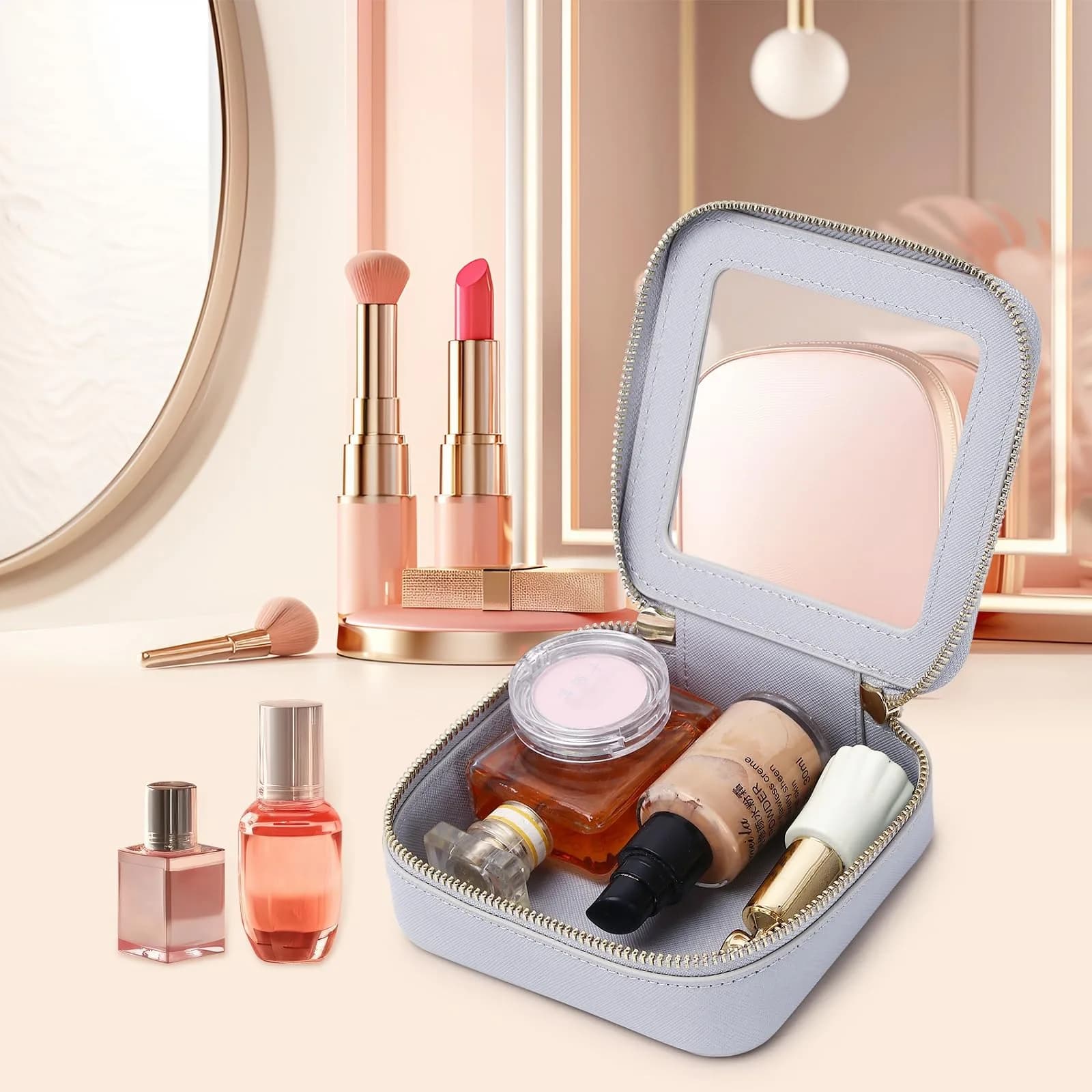 Pinkmik A1/Gray MINI-1 Clear Travel Cosmetic Case - TSA Approved Mini Makeup Bag - view 4