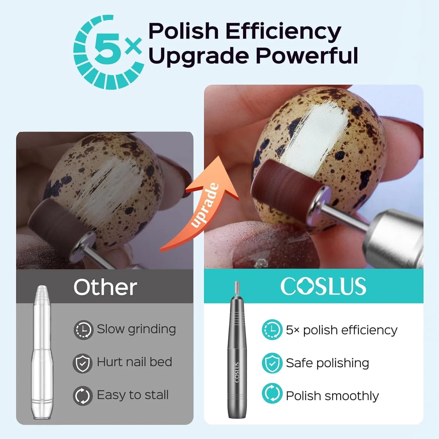 COSLUS C40 Electric Nail Drill File Kit Grey | Professional Acrylic Gel Dip Powder Manicure Pedicure Tools - view 2