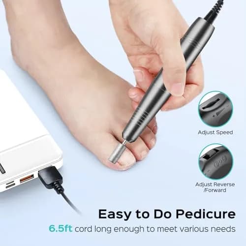 COSLUS C40 Electric Nail Drill Professional with Dial Speed Control & 6 Bits | Grey, Metal, Corded Electric thumbnail 8