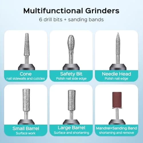 COSLUS C40 Electric Nail Drill Professional with Dial Speed Control & 6 Bits | Grey, Metal, Corded Electric thumbnail 9