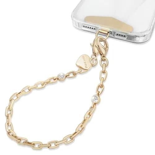 MOUTAKEY Metal Heart Phone Wristlet Strap with Metal Phone Tether Tab - Light Gold | Universal Compatibility & Secure Anti-Theft Protection thumbnail 1