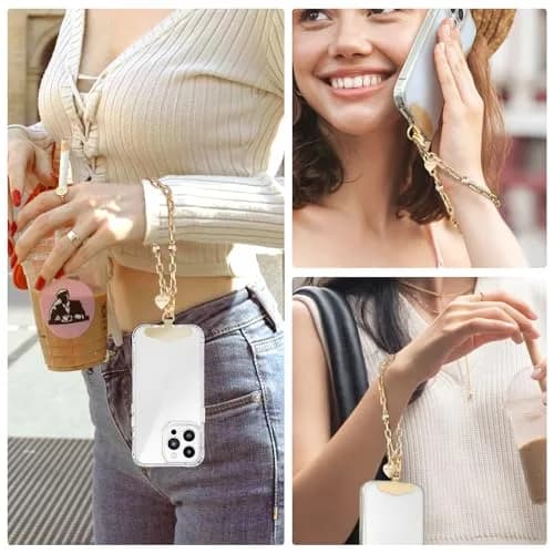MOUTAKEY Metal Heart Phone Wristlet Strap with Metal Phone Tether Tab - Light Gold | Universal Compatibility & Secure Anti-Theft Protection thumbnail 7