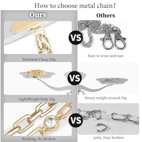 MOUTAKEY Metal Heart Phone Wristlet Strap with Metal Phone Tether Tab - Light Gold | Universal Compatibility & Secure Anti-Theft Protection thumbnail 5