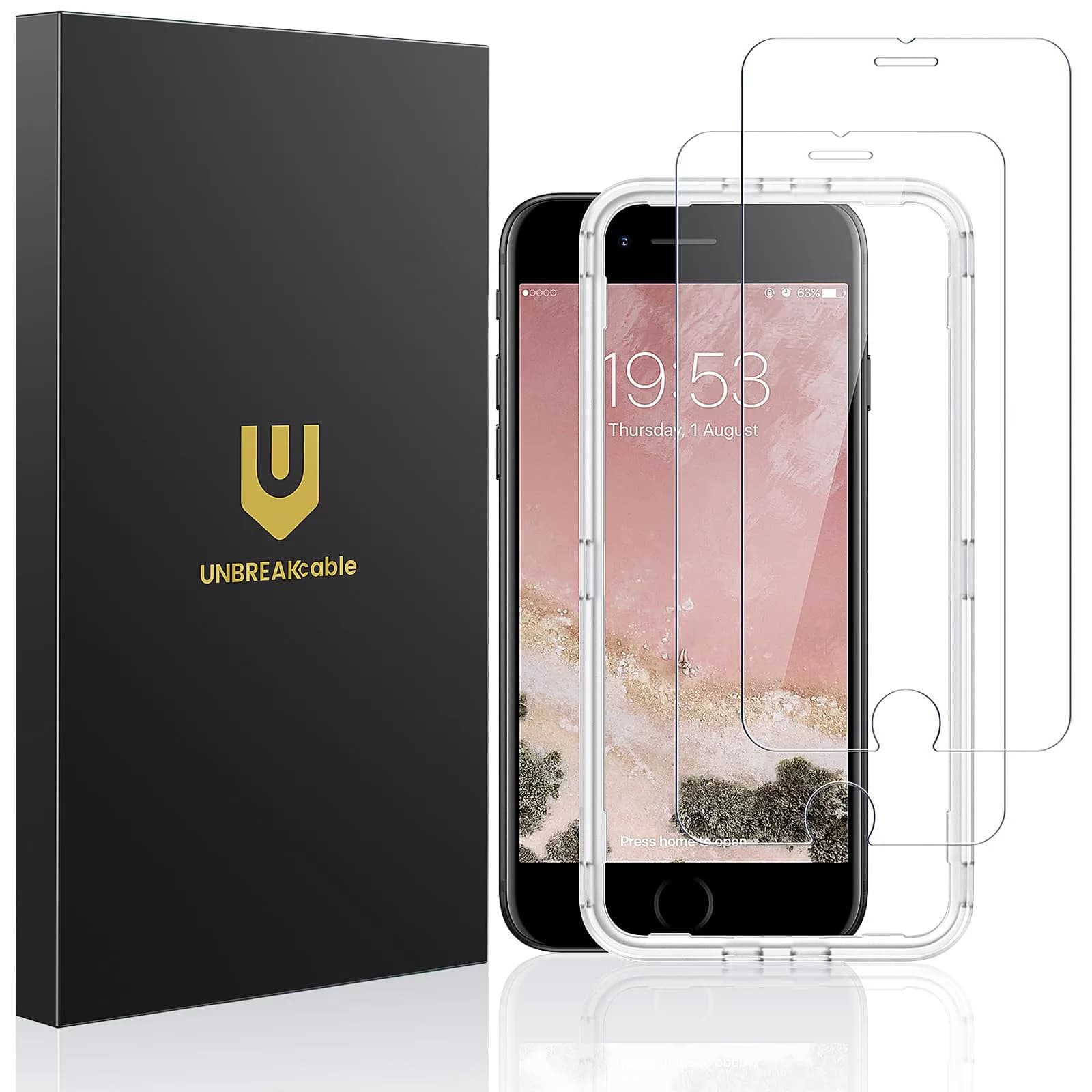 UNBREAKcable 2-Pack Tempered Glass Screen Protector for iPhone SE 2022/SE 2020, iPhone 8/7 4.7'' | 9H Hardness, 99.99% HD Clear
