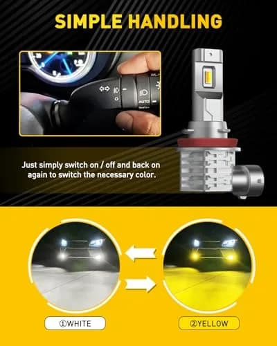 AUXITO H11 H8 H16 Switchback LED Fog Light Bulbs 6500K White/3000K Amber Yellow 10000 Lumens (Pack of 2) thumbnail 4