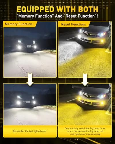 AUXITO H11 H8 H16 Switchback LED Fog Light Bulbs 6500K White/3000K Amber Yellow 10000 Lumens (Pack of 2) thumbnail 5