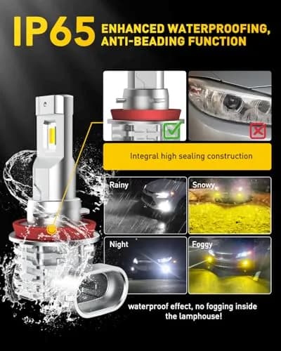 AUXITO H11 H8 H16 Switchback LED Fog Light Bulbs 6500K White/3000K Amber Yellow 10000 Lumens (Pack of 2) thumbnail 6