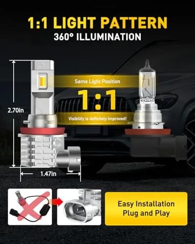 AUXITO H11 H8 H16 Switchback LED Fog Light Bulbs 6500K White/3000K Amber Yellow 10000 Lumens (Pack of 2) thumbnail 7
