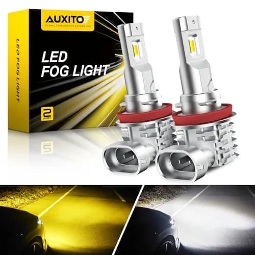 AUXITO H11/H8/H16 LED Fog Light Bulbs 3000K Golden Yellow (2-Pack, 6000LM) | CSP LED Chips, Fanless Design — White & Yellow