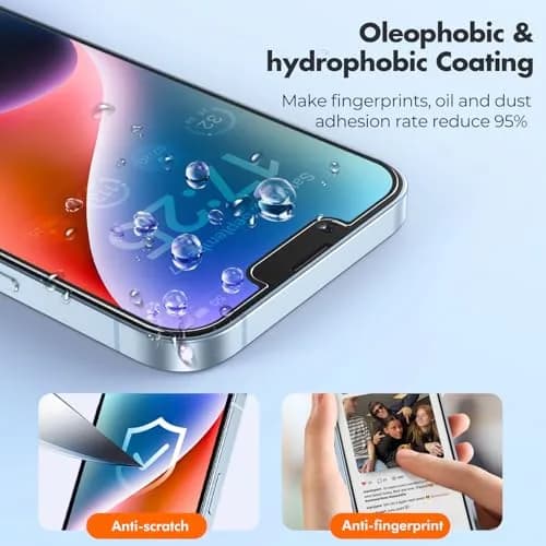 UNBREAKcable Screen Protector for iPhone 16e/13 Pro/14/13 | 2-Pack Tempered Glass, 9H Hardness, HD Clear, Case Friendly thumbnail 2