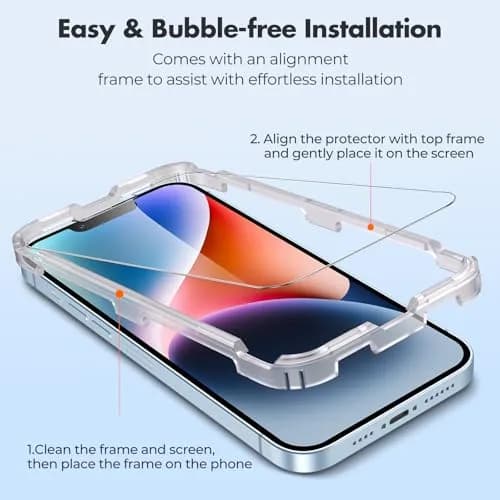 UNBREAKcable Screen Protector for iPhone 16e/13 Pro/14/13 | 2-Pack Tempered Glass, 9H Hardness, HD Clear, Case Friendly thumbnail 4