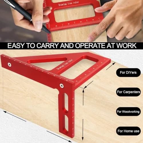 KETIPED 6" Imperial 3D Multi-Angle Measuring Ruler,45/90 Degree Aluminum Alloy for Woodworking thumbnail 3