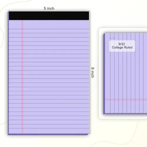 AILZFEI Colored Note Pads 5x8 Inch 150 Sheets | College Ruled Paper Pads with Red Margin Lines thumbnail 2