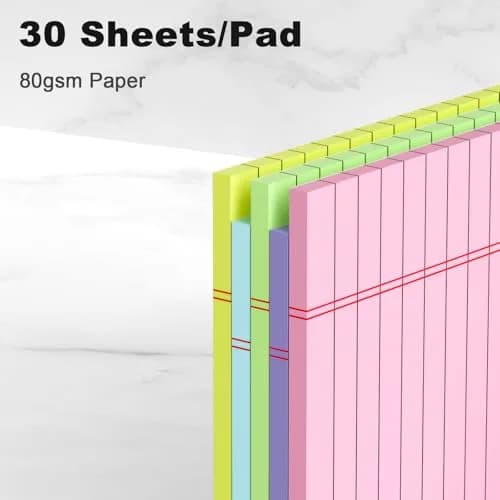 AILZFEI Colored Note Pads 5x8 Inch 150 Sheets | College Ruled Paper Pads with Red Margin Lines thumbnail 3