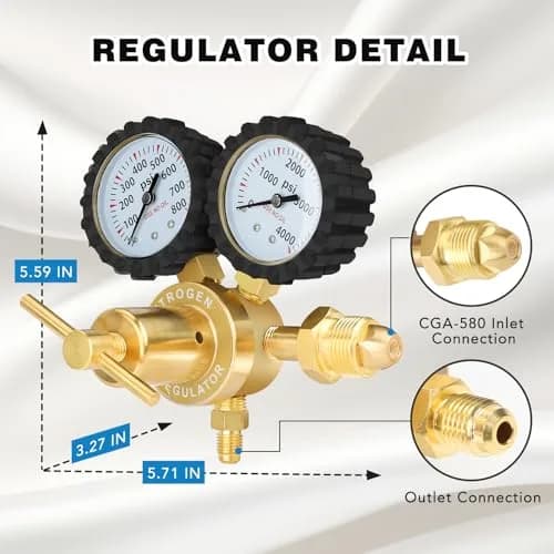 BETOOLL Nitrogen Regulator 0-800 PSI Brass with 78.7" Hose | HVAC & Welding Equipment thumbnail 2