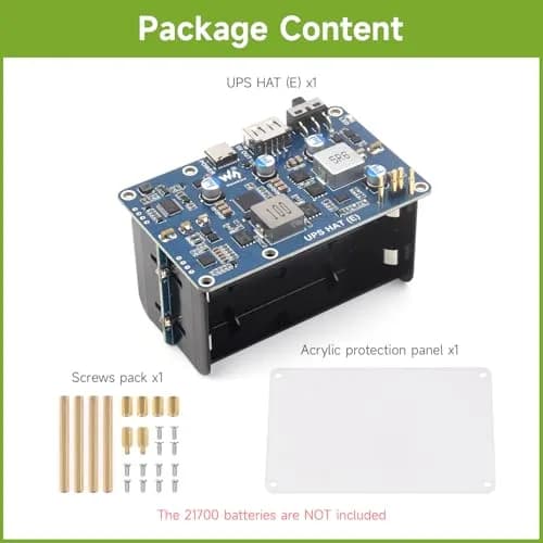 waveshare UPS HAT (E) Compatible with Raspberry Pi 5/4B/3B+ | Bi-Directional Fast Charging, 5V 6A, Pogo Pins thumbnail 2