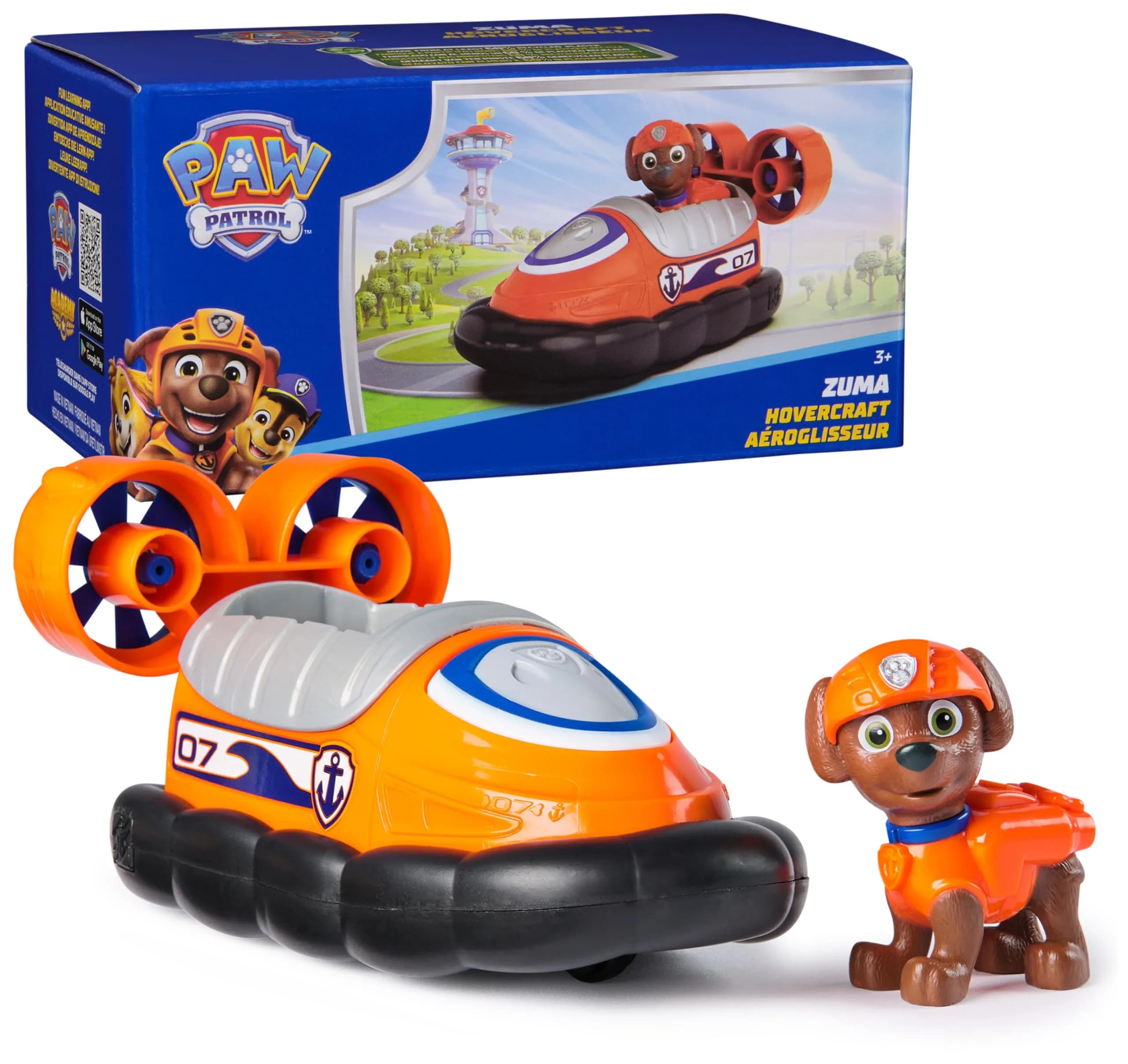 Paw Patrol Zuma Hovercraft Toy Vehicle with Collectible Figure | Ages 3+ | Plastic - main product image