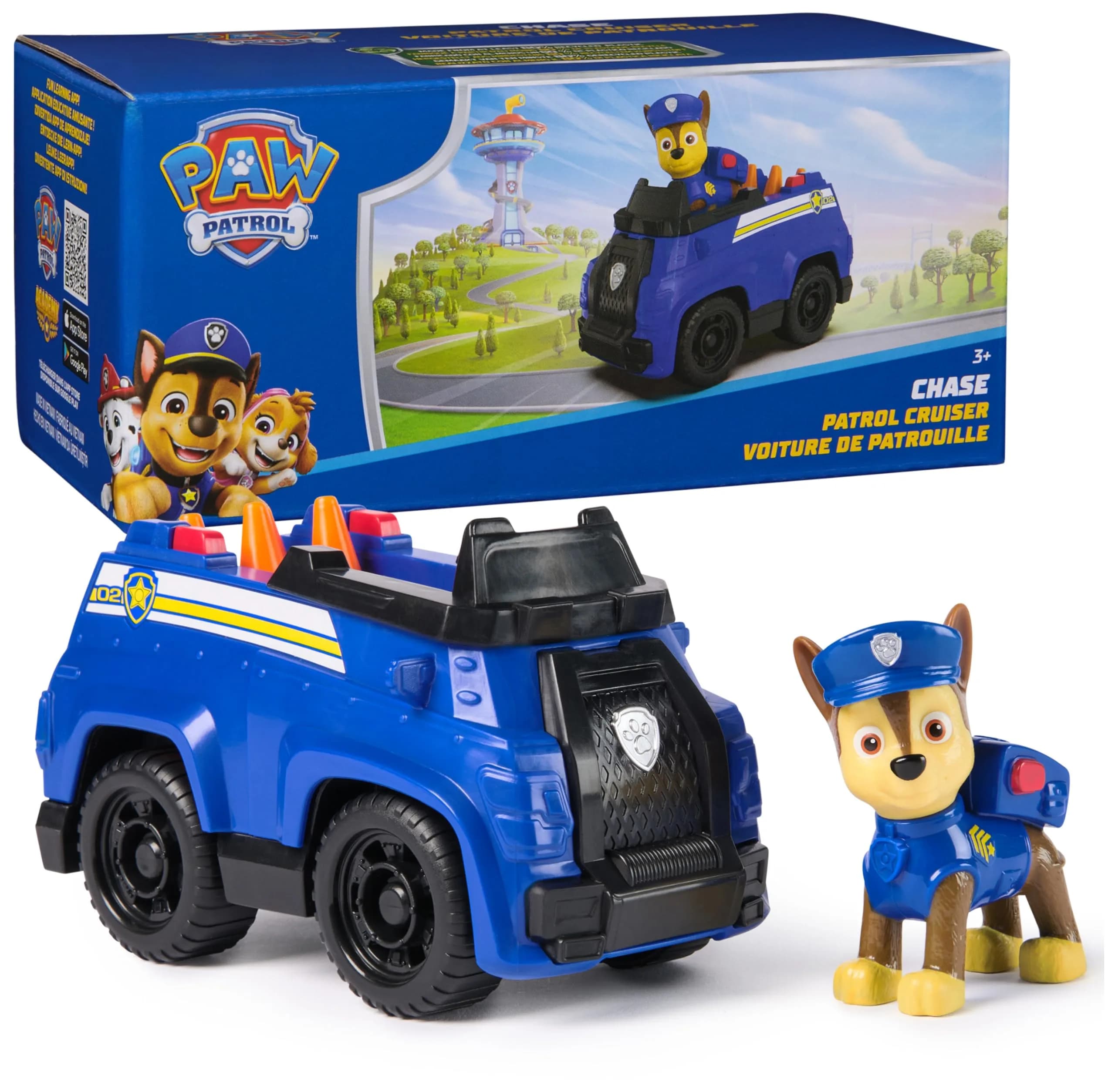 Paw Patrol Chase Patrol Cruiser Toy Car with Collectible Figure, Sustainably Minded Kids Toys (Ages 3+) - main product image
