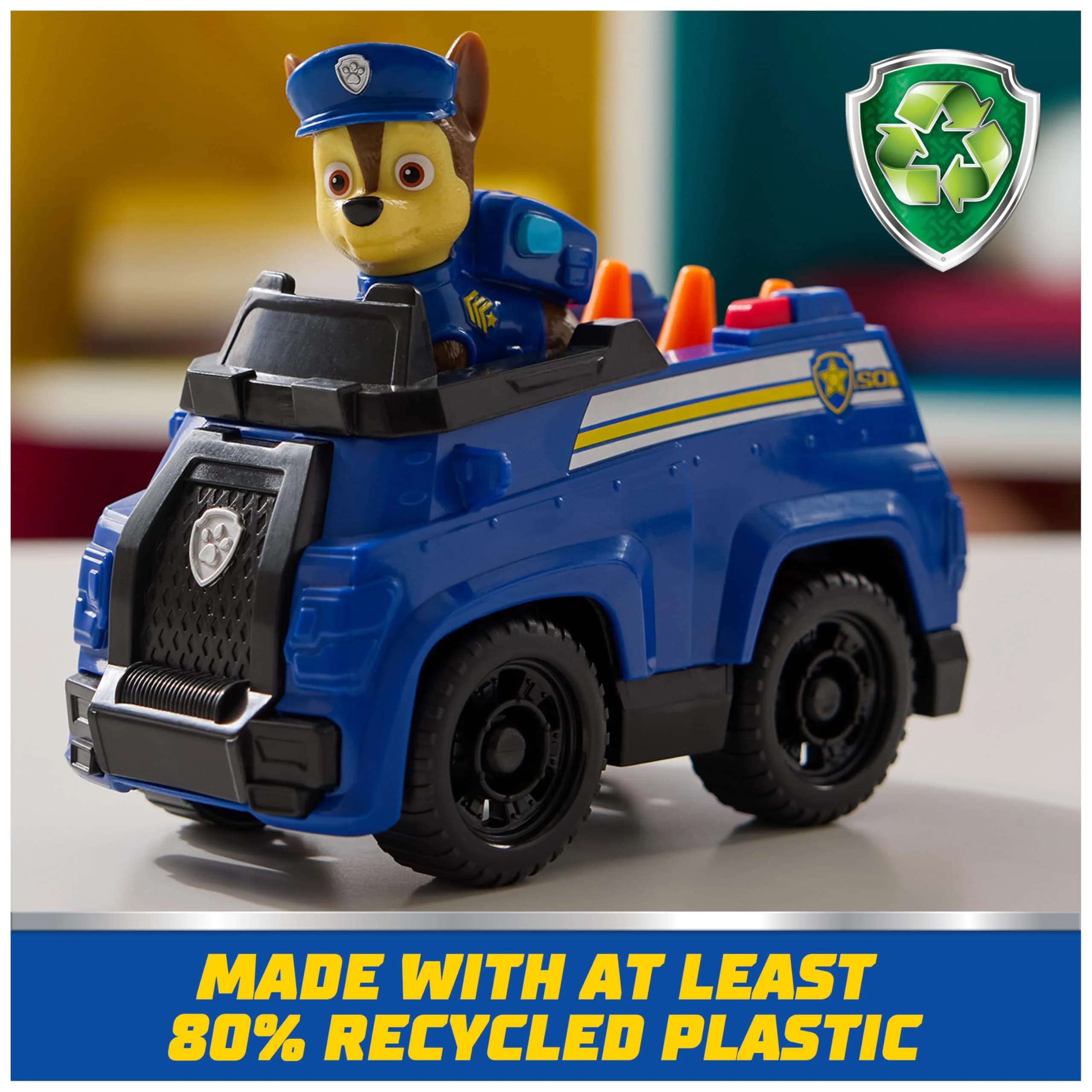 Paw Patrol Chase Patrol Cruiser Toy Car with Collectible Figure, Sustainably Minded Kids Toys (Ages 3+) - view 3