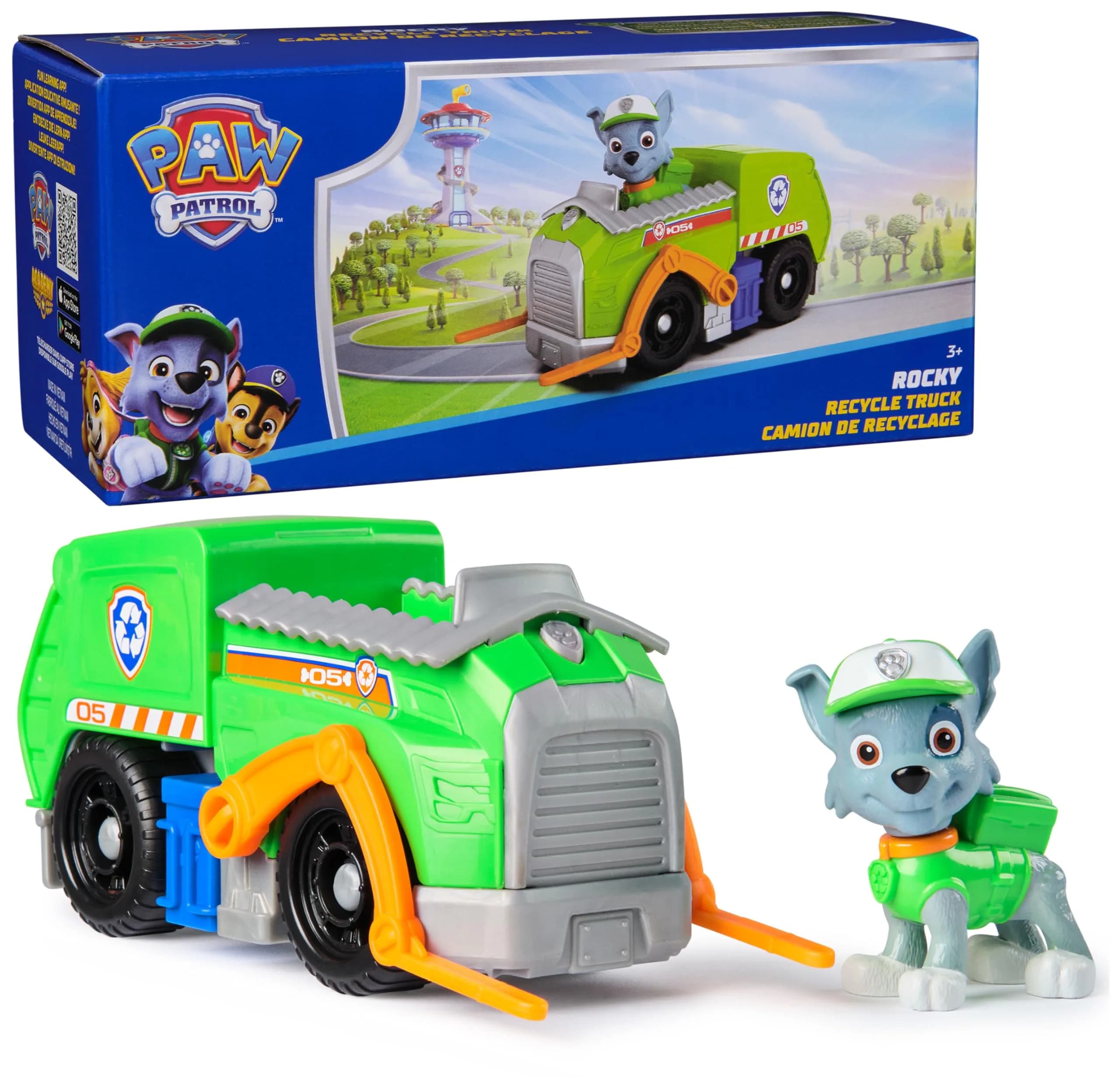 Paw Patrol Rocky's Recycle Truck Toy Vehicle & Collectible Action Figure | ASTM-Tested Educational Toy