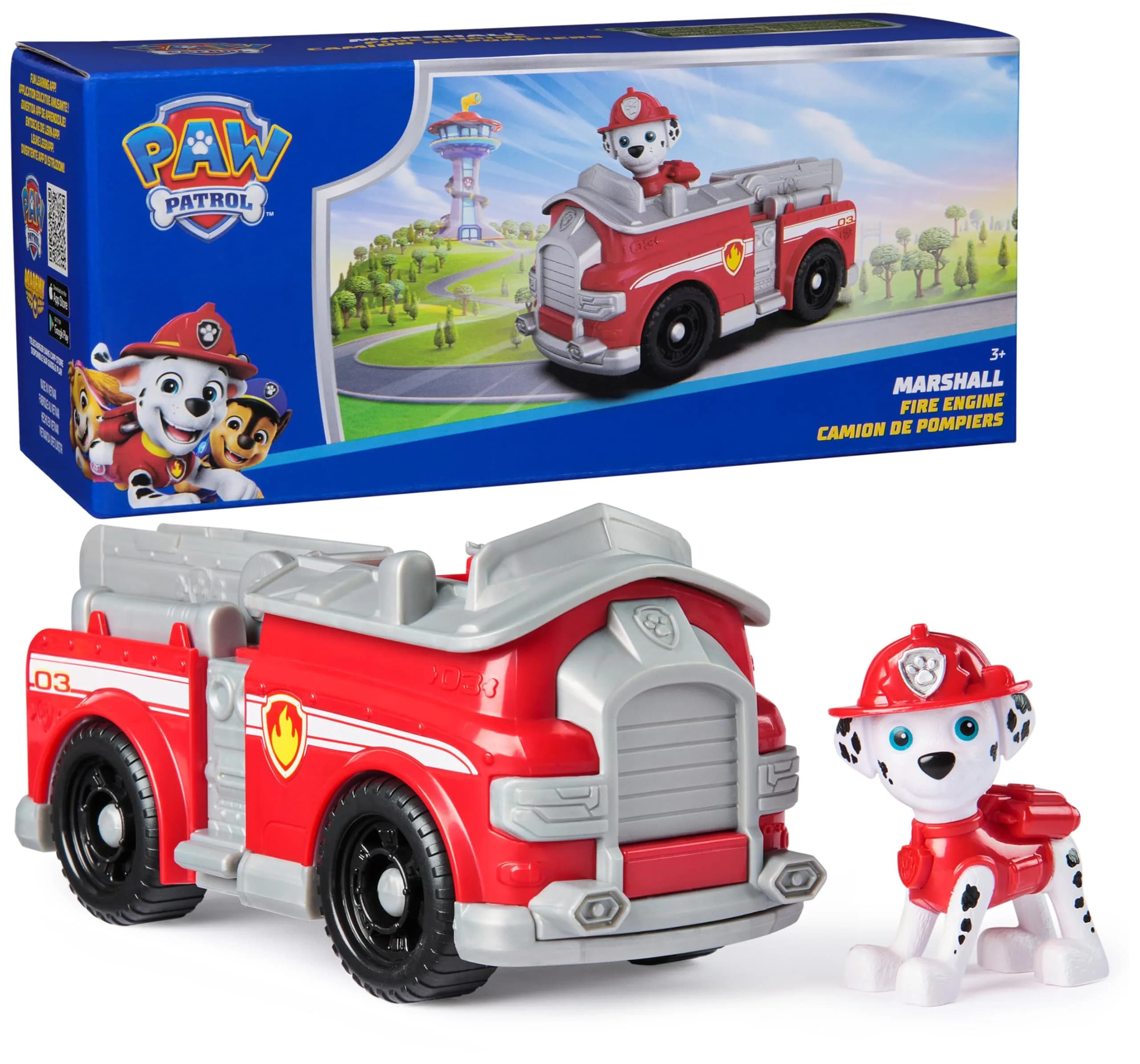 Paw Patrol Marshall's Firetruck Toy Vehicle with Collectible Action Figure | ASTM-Tested Educational Toy