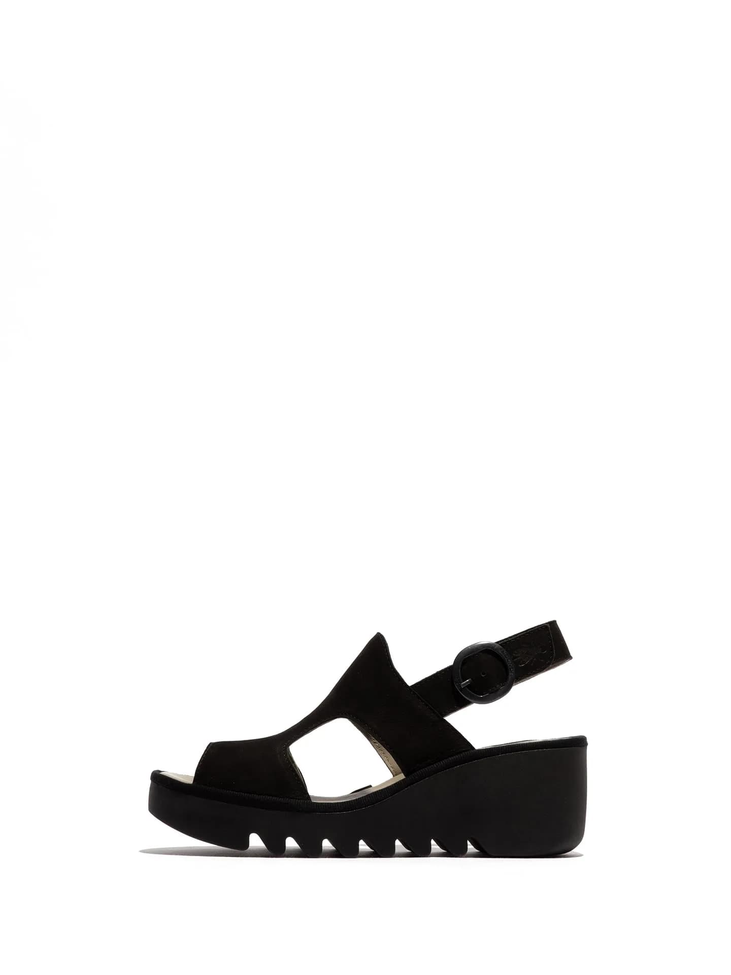 Fly London Baif585fly Sandal Black 10 | Leather Wedge Heel for Women