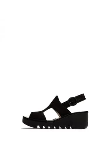 Fly London Baif585fly Sandal Black 10 | Leather Wedge Heel for Women thumbnail 1