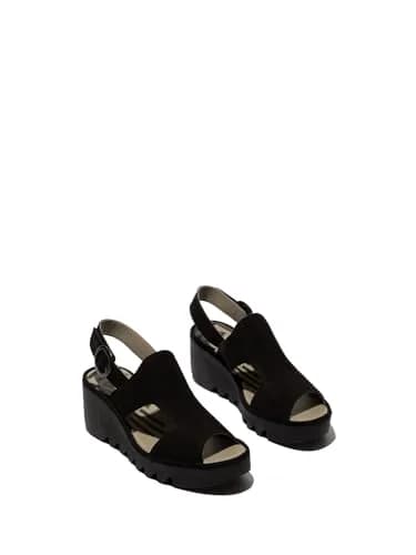 Fly London Baif585fly Sandal Black 10 | Leather Wedge Heel for Women thumbnail 2