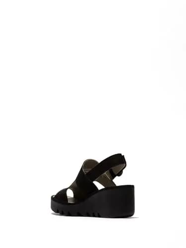 Fly London Baif585fly Sandal Black 10 | Leather Wedge Heel for Women thumbnail 3