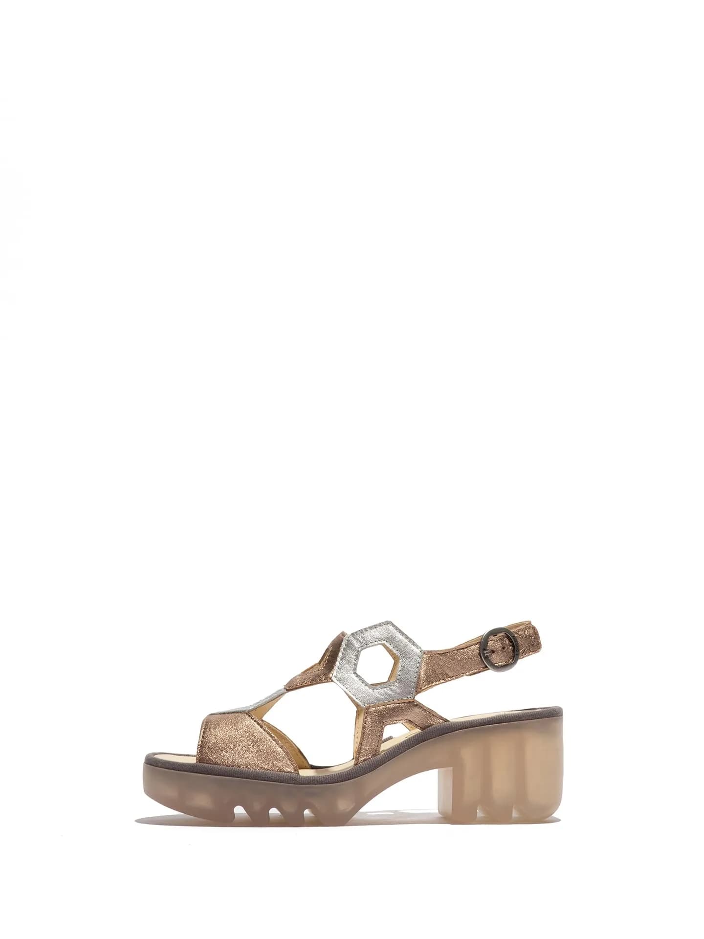 Fly London Tewa573fly Sandal, Sahara Silver, 10.5/11 | High-Quality Leather, 2.5-inch Block Heel