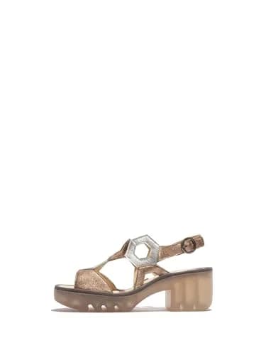 Fly London Tewa573fly Wedge Sandal in Sahara Silver | 9/9.5 | Cushioned Leather Comfort thumbnail 1