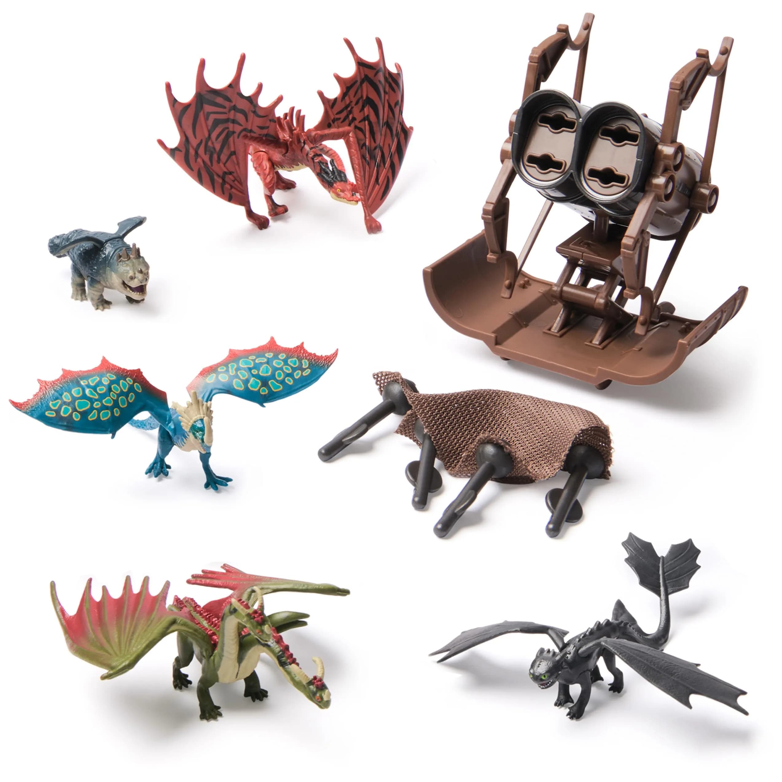 Dreamworks Dragons Dragon Catcher Toy Figure Playset with 5 Dragons & Mangler, 2-Inch Scale | ASTM-Tested Plastic — Multicolor