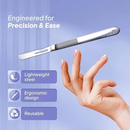 MyMed #14R Dermaplaning Razor Blades with Handle - Pack of 15 + 1 | High Carbon Steel & Stainless Steel thumbnail 5