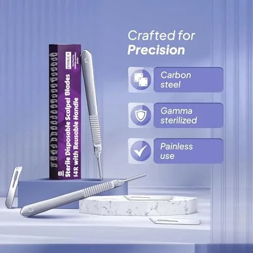MyMed #14R Dermaplaning Razor Blades with Handle - Pack of 15 + 1 | High Carbon Steel & Stainless Steel thumbnail 2