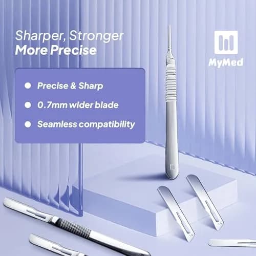 MyMed #14R Dermaplaning Razor Blades with Handle - Pack of 15 + 1 | High Carbon Steel & Stainless Steel thumbnail 3