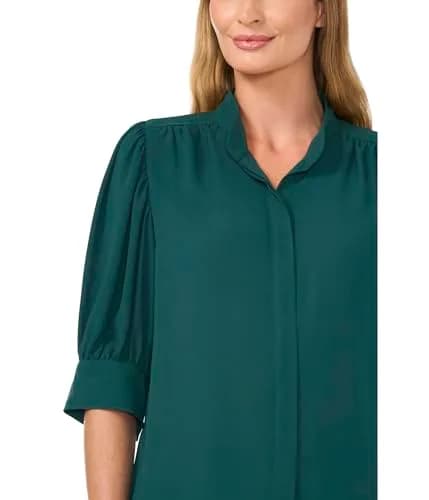 CeCe Open Collar Short Sleeve Top with Hidden Placket | Modern Medical Uniform (70-120 chars) thumbnail 3