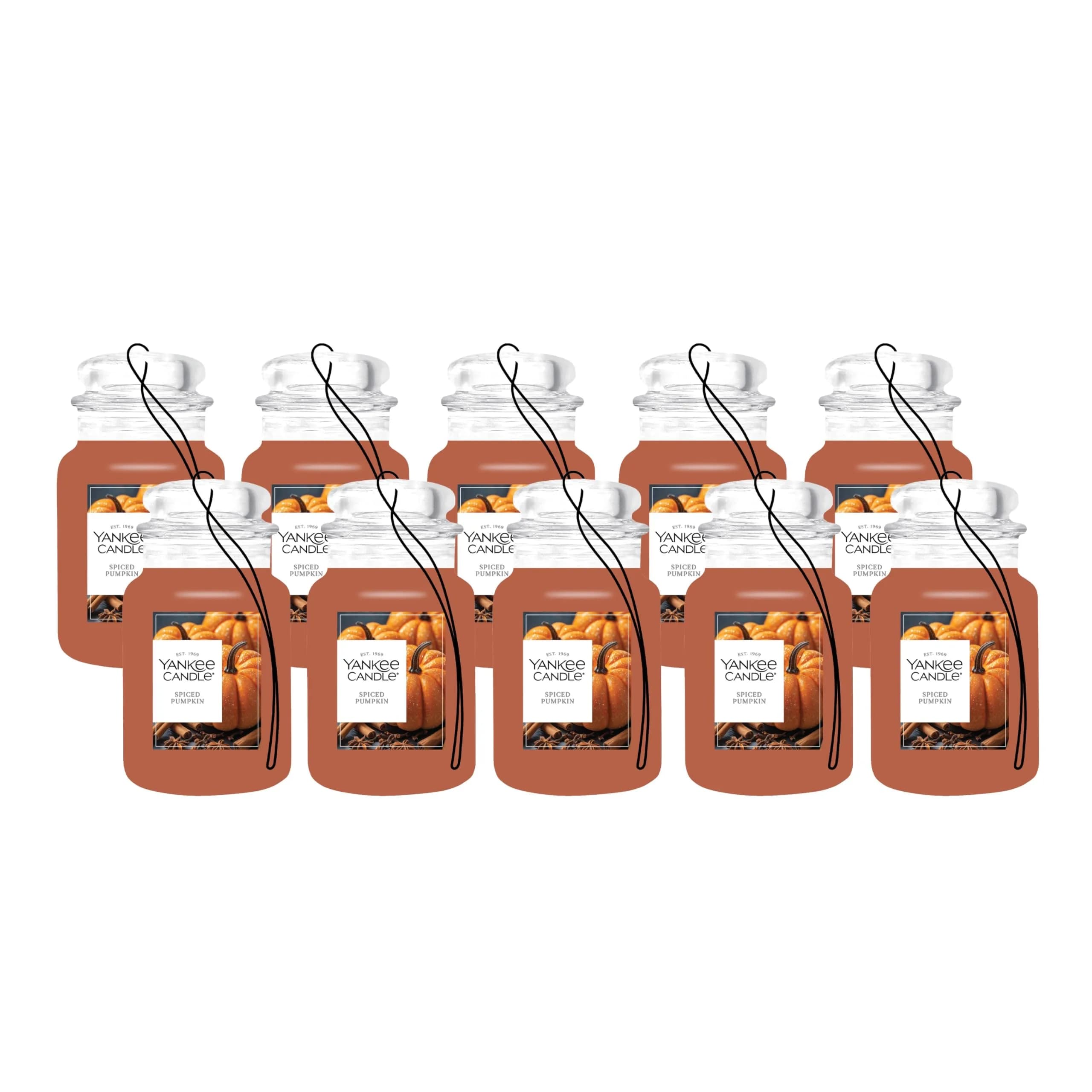 Yankee Candle Spiced Pumpkin Paper Car Jar Air Freshener 10 Fl Oz (Pack of 10) | Long-Lasting Odor Neutralizing Fragrance - main product image