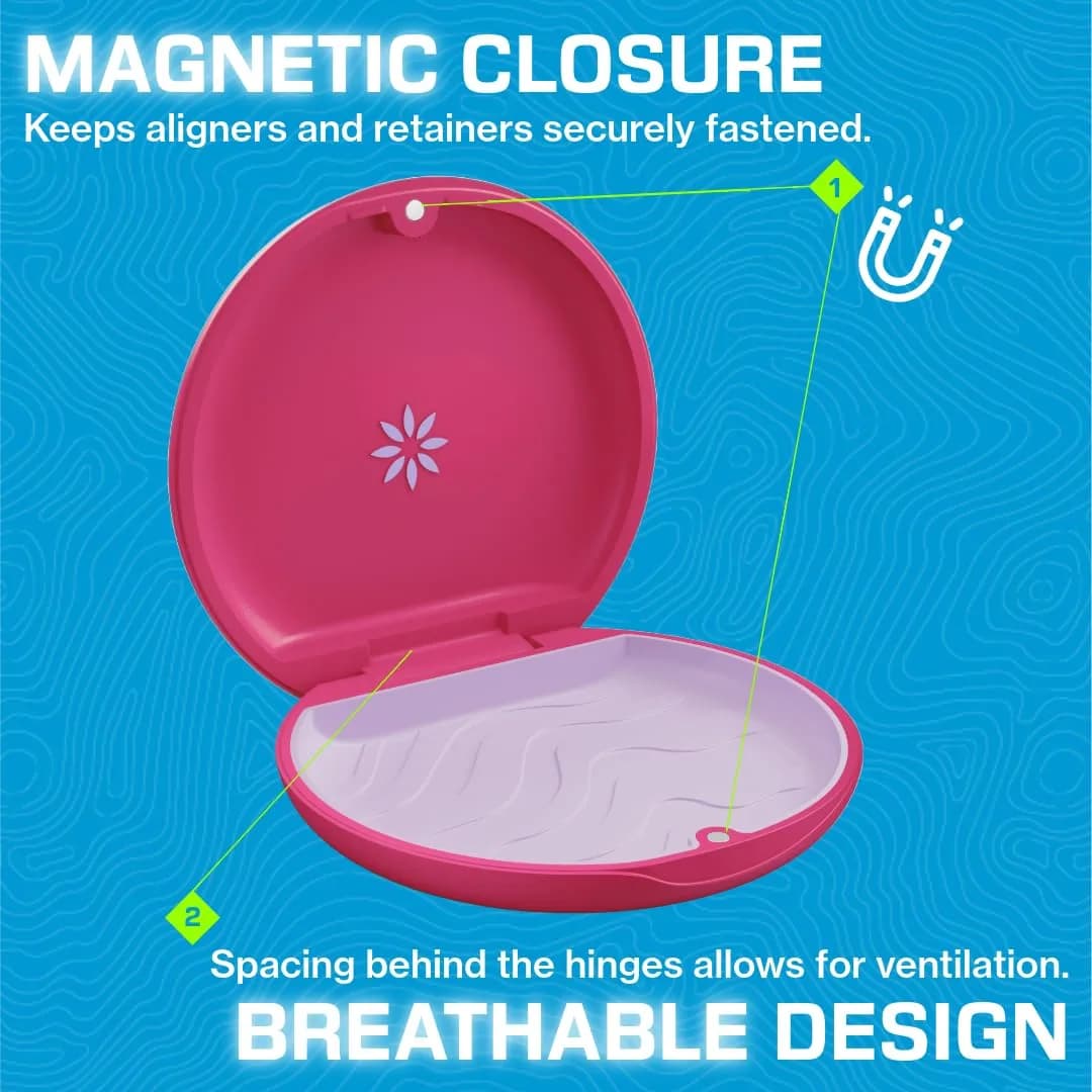 INVISALIGN Magenta Aligner and Retainer Case with Magnetic Closure and Ventilated Design - view 4