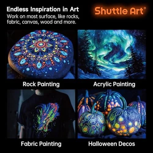 Shuttle Art Glow in the Dark Acrylic Paint Set 12 Colors 60ml (2oz) Bottles | Non-Toxic, Fast Charging, Waterproof thumbnail 9