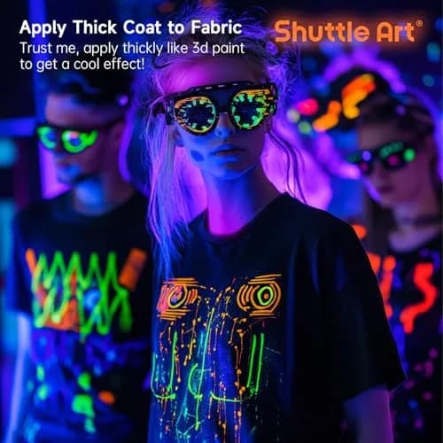 Shuttle Art Glow in the Dark Acrylic Paint Set 12 Colors 60ml (2oz) Bottles | Non-Toxic, Fast Charging, Waterproof thumbnail 3