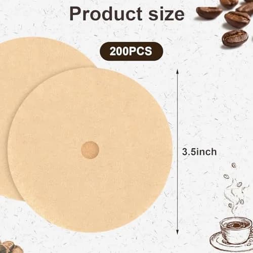 Prudiut Natural 200 Count Coffee Filter Discs | 3.5in for Percolator & Basket (70-120c) thumbnail 2