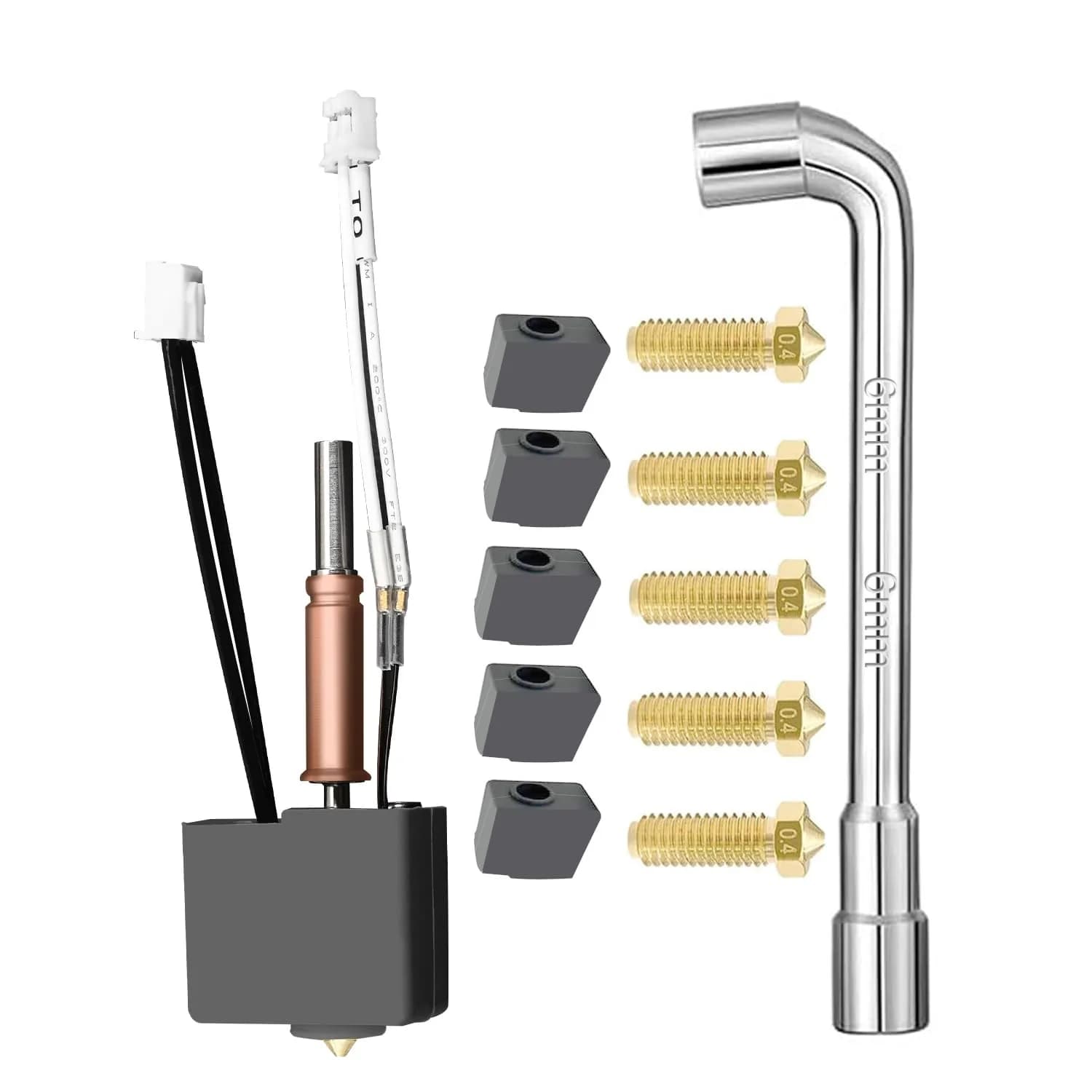 Aladrs Hotend Kit Assembled for Anycubic Kobra 3/3 Combo, Kobra 3 V2/3 V2 Combo with 0.4mm Nozzle & Silicone Socks (1.75mm Filament) - main product image