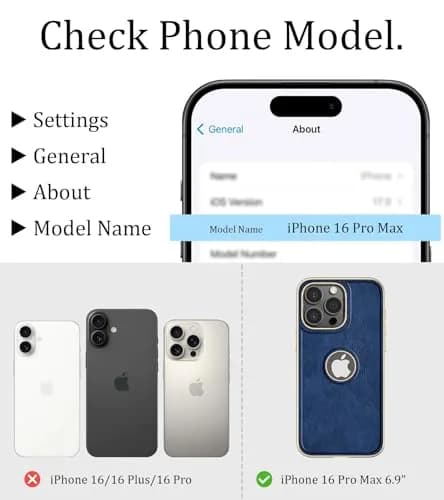 LOHASIC iPhone 16 Pro Max Leather Case MagSafe Blue | Luxury Vegan Leather, Magnetic, Drop & Screen Protection thumbnail 6