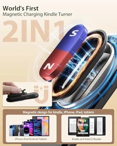 Stouchi Magnetic Page Turner Remote for Kindle Paperwhite, iPad, Android Tablets | 15m Range thumbnail 4