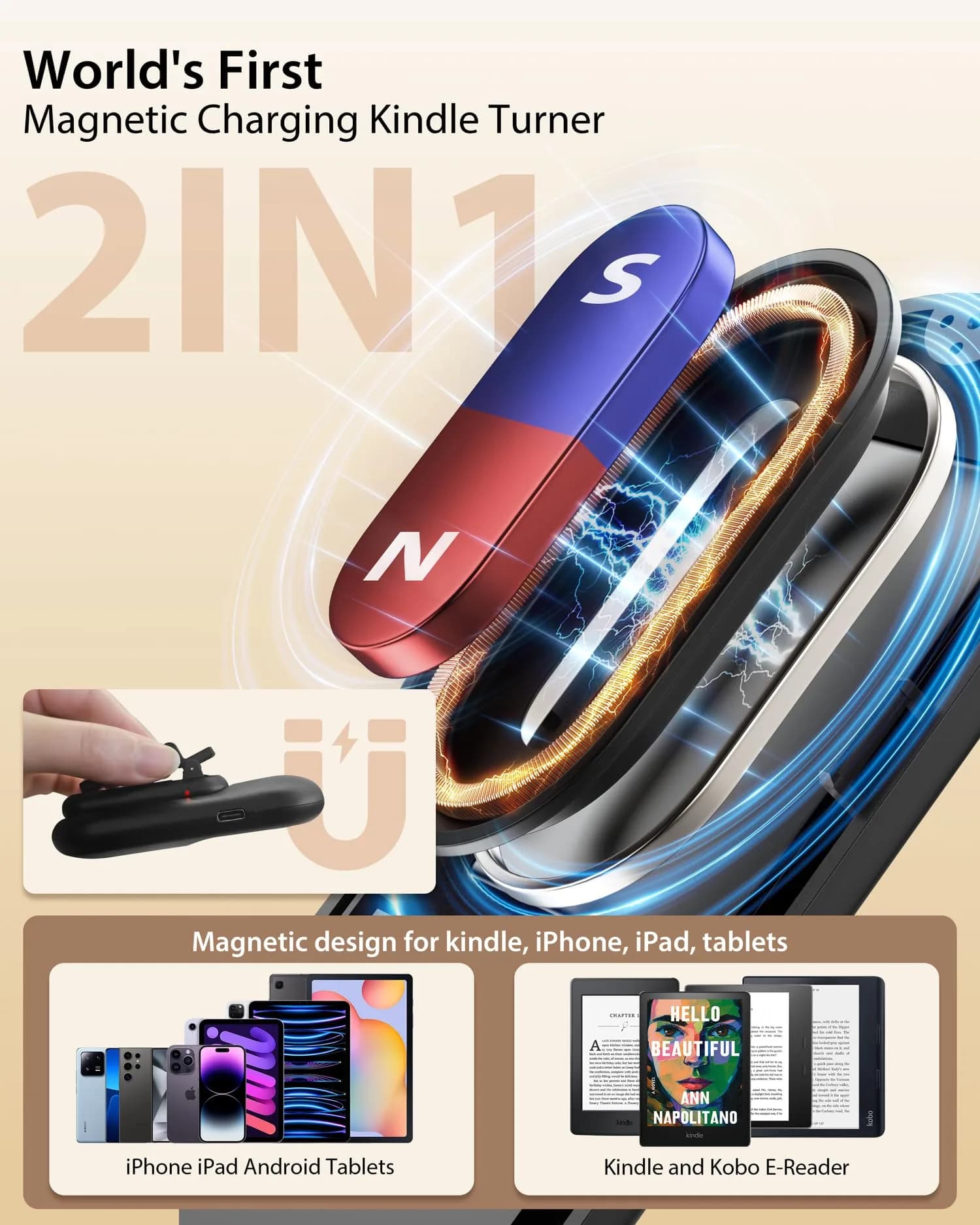 Stouchi Magnetic Page Turner Remote for Kindle Paperwhite, iPad, Android Tablets | 15m Range - view 4