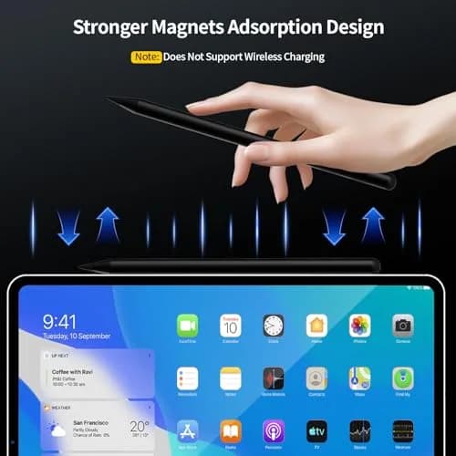 Tresoba Stylus Pen for iPad 6th-11th Gen | LED Power Display, Palm Rejection, USB-C Charging thumbnail 5