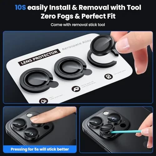 WSKEN iPhone 16 Pro/Pro Max Camera Lens Protector Black Titanium | 9H Tempered Glass with AR Coating thumbnail 6