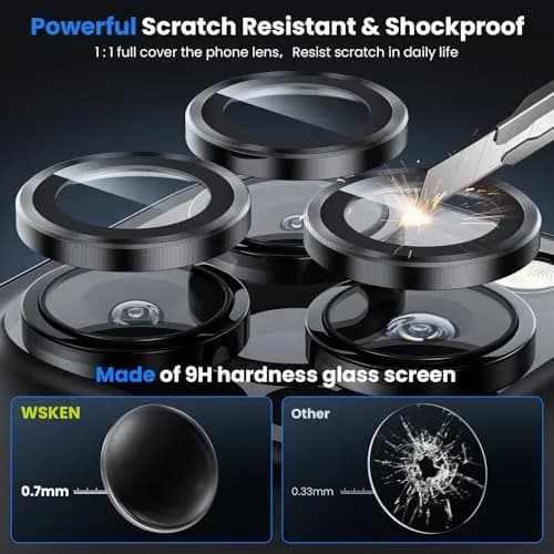 WSKEN iPhone 16 Pro/Pro Max Camera Lens Protector Black Titanium | 9H Tempered Glass with AR Coating thumbnail 3